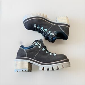 Jeffrey Campbell Free People Rare Czech 2L Lace Up Brown Suede Combat Lugs 10 M